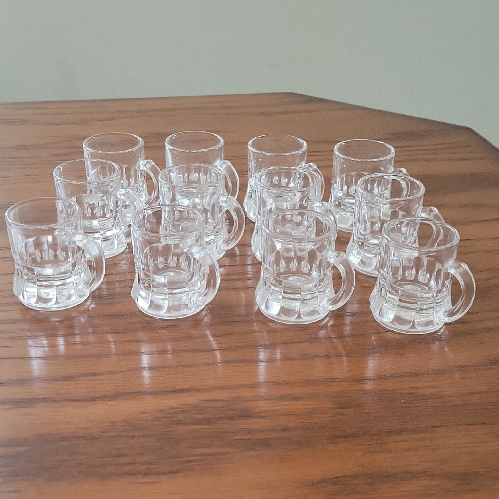 Elegant Clear Glass Shot Glass Mug Set Of 12 Vintage